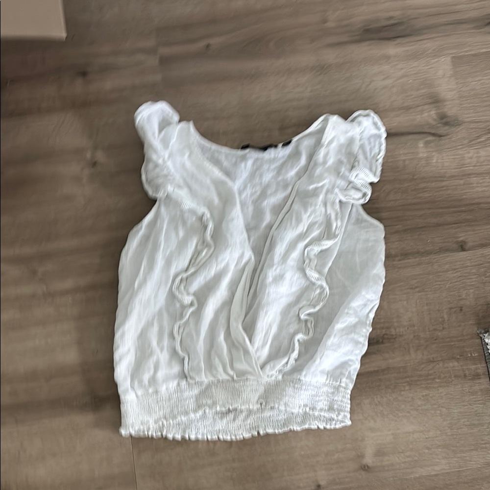 White Ruffled Women's Top